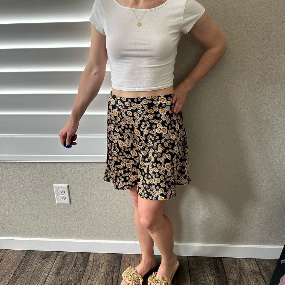 Free People Silky Floral Mini Skirt